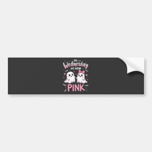 On Wednesday We Wear Pink Spooky Halloween Skull Bumper Sticker
