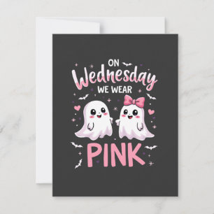 On Wednesday We Wear Pink Spooky Halloween Skull Invitation