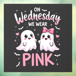 On Wednesday We Wear Pink Spooky Halloween Skull Window Cling