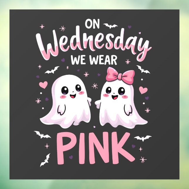 On Wednesday We Wear Pink Spooky Halloween Skull Window Cling (Sheet 3)