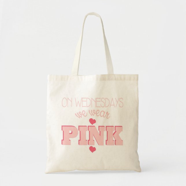 On Wednesdays We Wear Pink Heart Tote (Front)