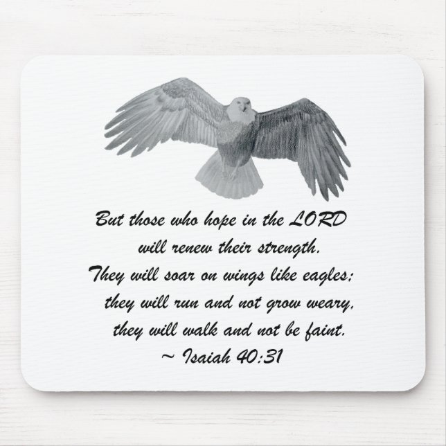 On wings like Eagles - Is 40:31 Mouse Mat (Front)