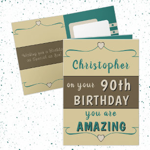 On your 90th Birthday add name green brown Card