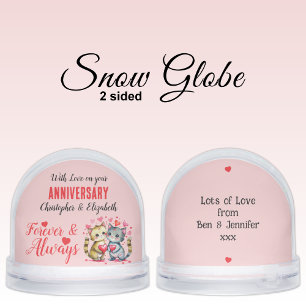 On your anniversary cat lovers names pink red snowglobe
