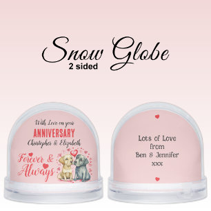 On your anniversary dog lovers names pink red snowglobe