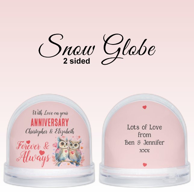 On your anniversary owl lovers names pink red snowglobe (Creator Uploaded)