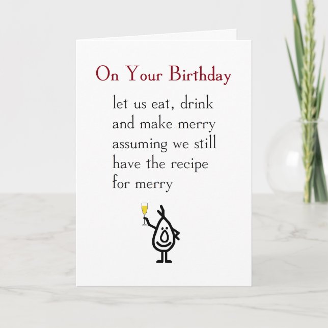 On Your Birthday - a funny happy birthday poem Card (Front)
