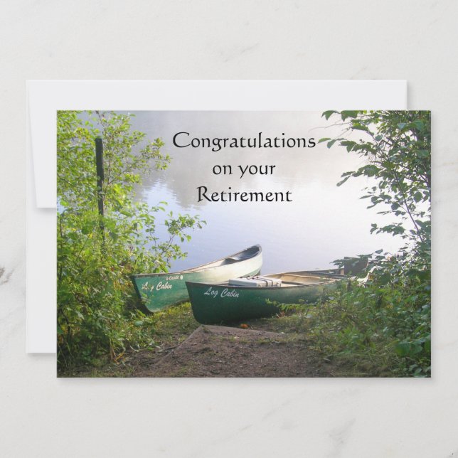 On Your Retirement Canoes on a River at Dawn  Invitation (Front)