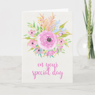 On Your Special Day - Watercolor Flowers Card
