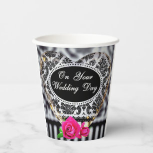 On Your Wedding Day Paper Black and White Paper Cups