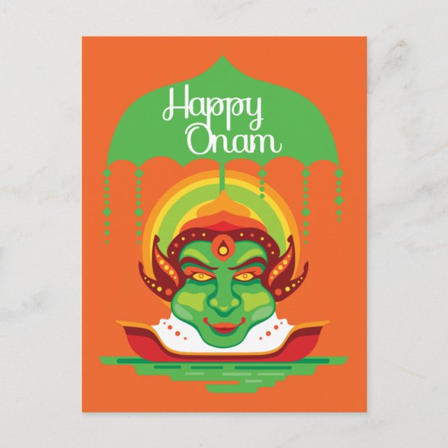 Onam Kathakali Face Invitation Postcard (Front)