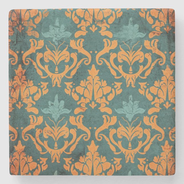 Onate Damask Stone Coaster (Front)