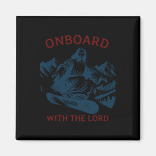 Onboard With The Lord – Snowboarding Jesus On Snow Magnet