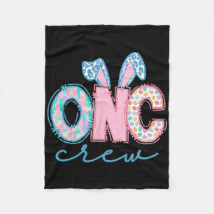 Onc Oncology Crew Nurse Bunny Ears Easter Cancer A Fleece Blanket