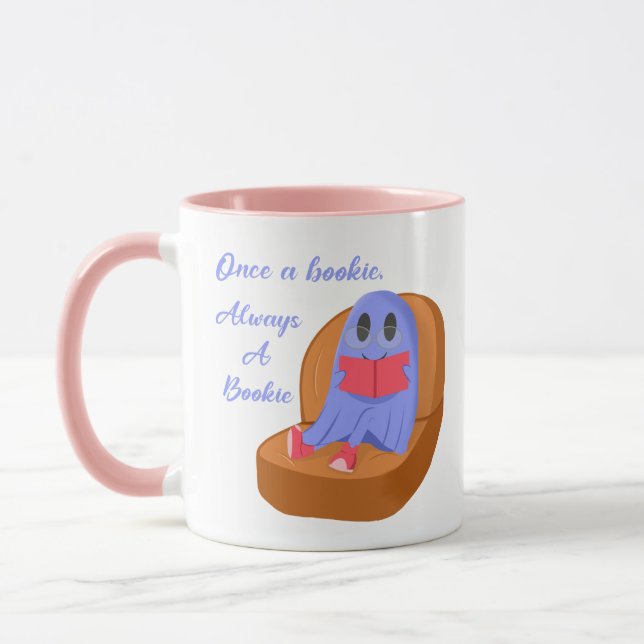 Once a Bookie Always a Bookie Cute Ghost Reading Mug (Left)