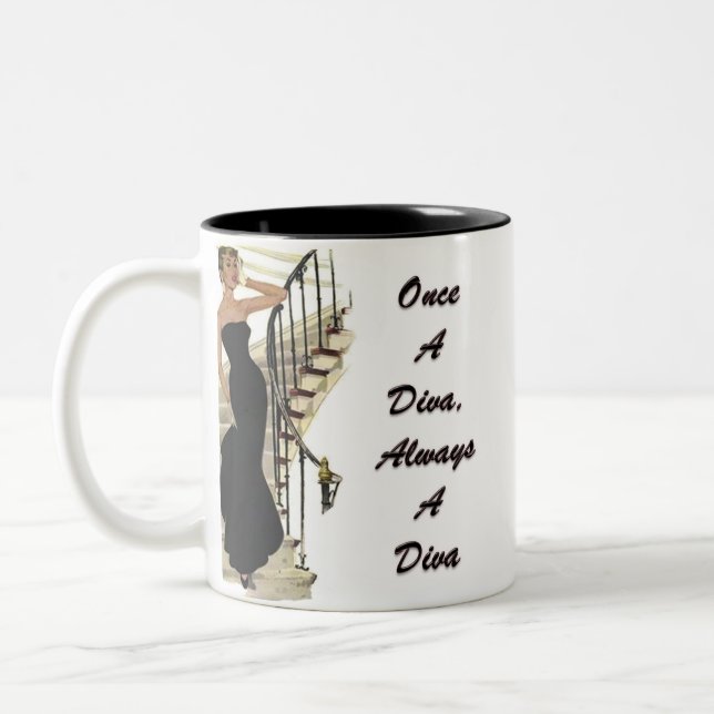 Once A Diva, Always A Diva Two-Tone Coffee Mug (Left)