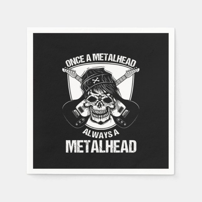 Once A Metalhead Always A Metalhead Guitar Skull G Napkin (Front)