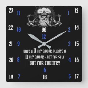 ONCE A NAVY SAILOR ALWAYS A NAVY SAILOR SQUARE WALL CLOCK