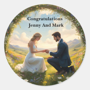 Once Upon A Magical Wedding Proposal,  Classic Round Sticker