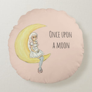 Once Upon A Moon Girl Bunny Round Cushion