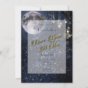 Once Upon A Star Sweet 16 Full Moon Gold Invitation