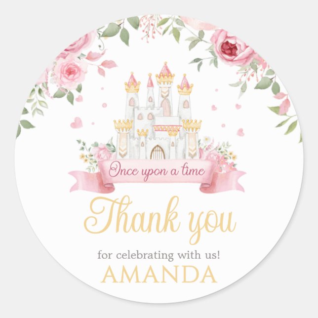 Once Upon a Time Birthday Party Classic Round Sticker (Front)