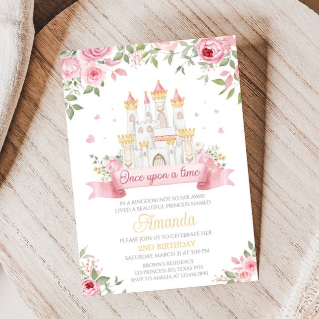 Once Upon a Time Birthday Party Invitation (Princess Castle Once Upon a Time Birthday Party Invitation)