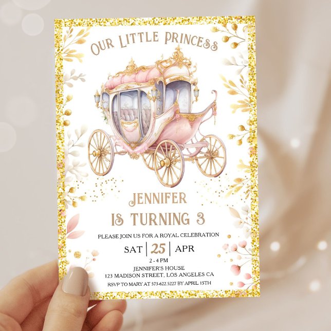 Once Upon a Time Carriage Princess 3rd Birthday Invitation (Creator Uploaded)