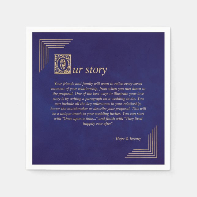 Once upon a Time Fairy Tale Purple Gold Wedding Napkin (Front)