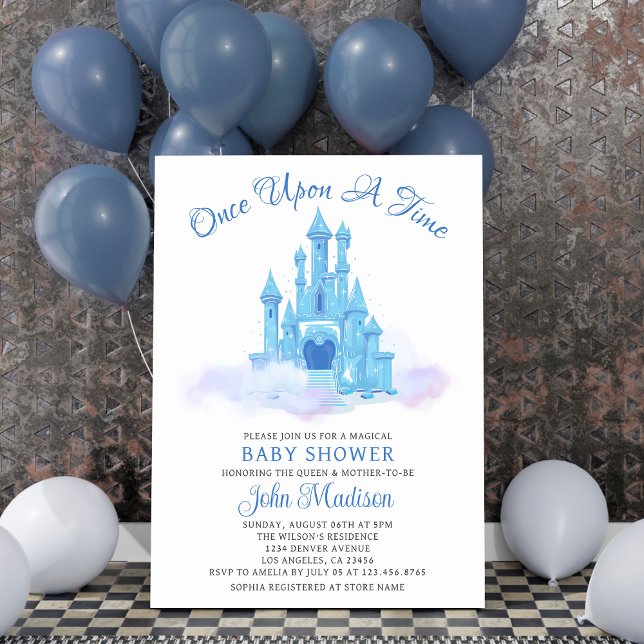Once Upon A Time Fairytale Baby Boy Shower Castle Invitation (Creator Uploaded)