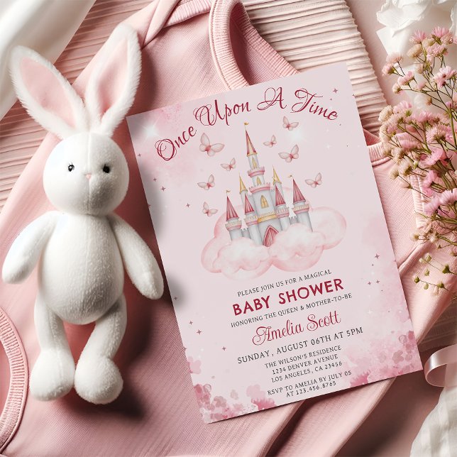 Once Upon A Time Fairytale Baby Girl Shower Castle Invitation (Creator Uploaded)
