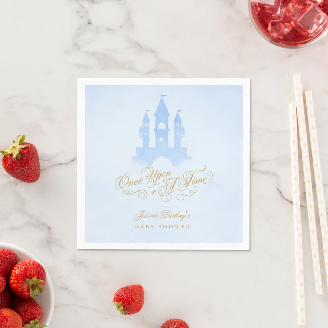 Once Upon A Time Fairytale Castle Boy Baby Shower Napkin (Insitu)