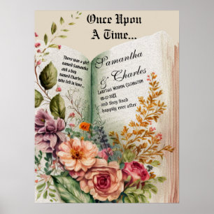 Once Upon a Time Floral Book Wedding Poster