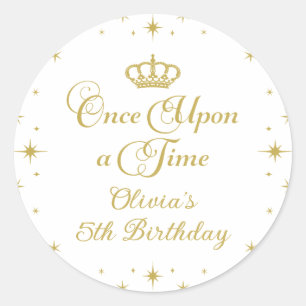 Once Upon a Time Gold Princess Birthday Classic Round Sticker