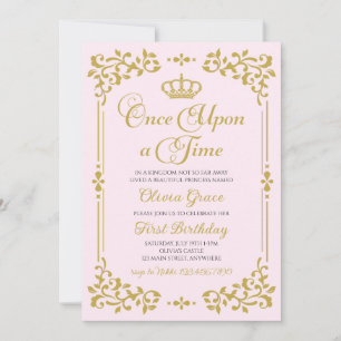 Once Upon a Time Gold Princess Birthday Invitation
