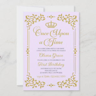 Once Upon a Time Gold Princess Birthday Invitation
