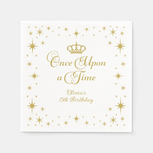 Once Upon a Time Gold Princess Birthday Napkin (Front)