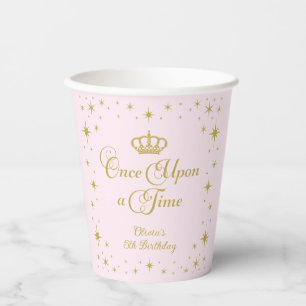 Once Upon a Time Gold Princess Birthday Paper Cups
