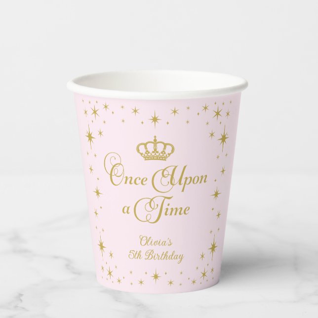 Once Upon a Time Gold Princess Birthday Paper Cups (Front)