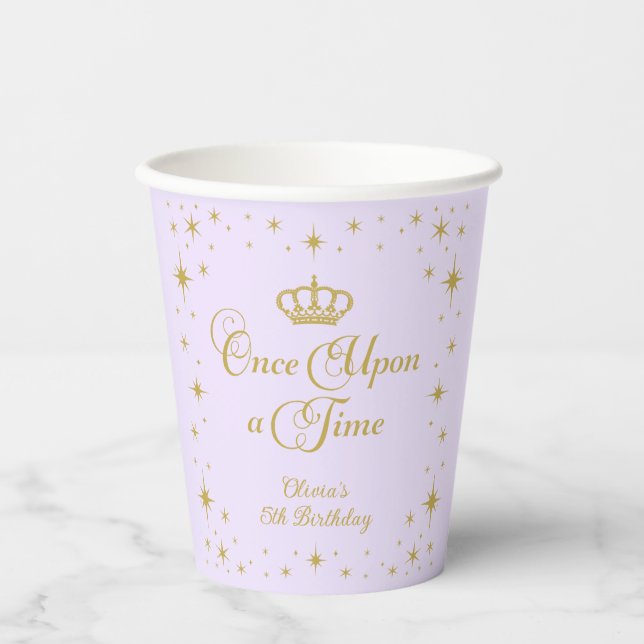 Once Upon a Time Gold Princess Birthday Paper Cups (Front)