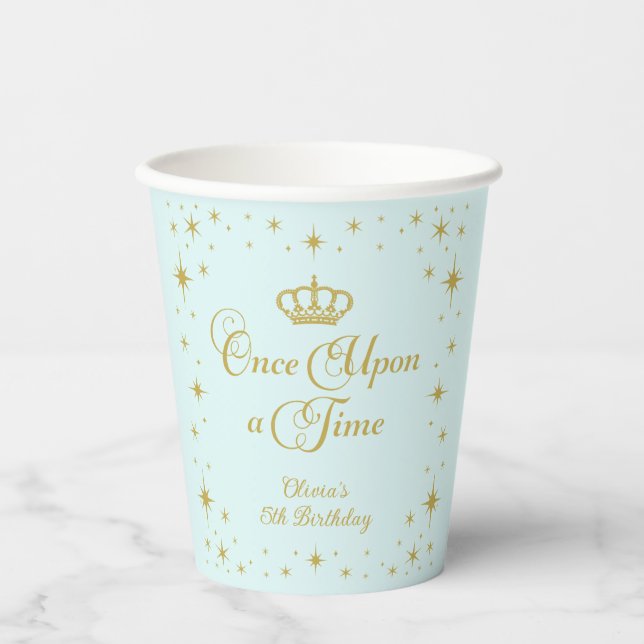 Once Upon a Time Gold Princess Birthday Paper Cups (Front)