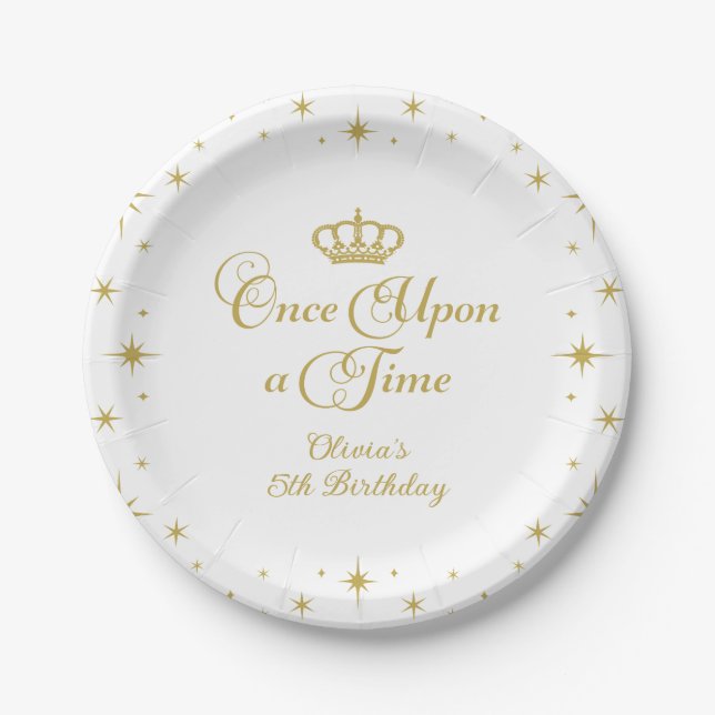 Once Upon a Time Gold Princess Birthday Paper Plat Plate (Front)