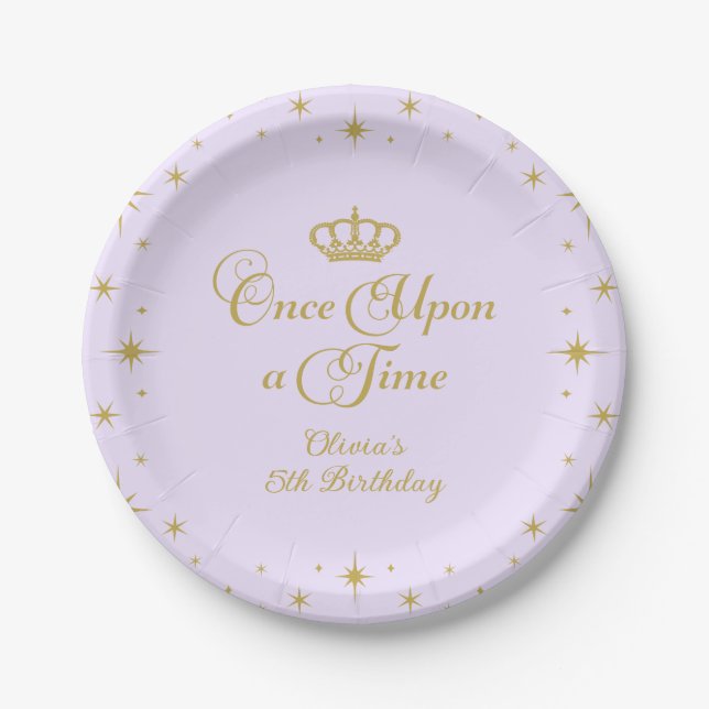 Once Upon a Time Gold Princess Birthday Paper Plate (Front)