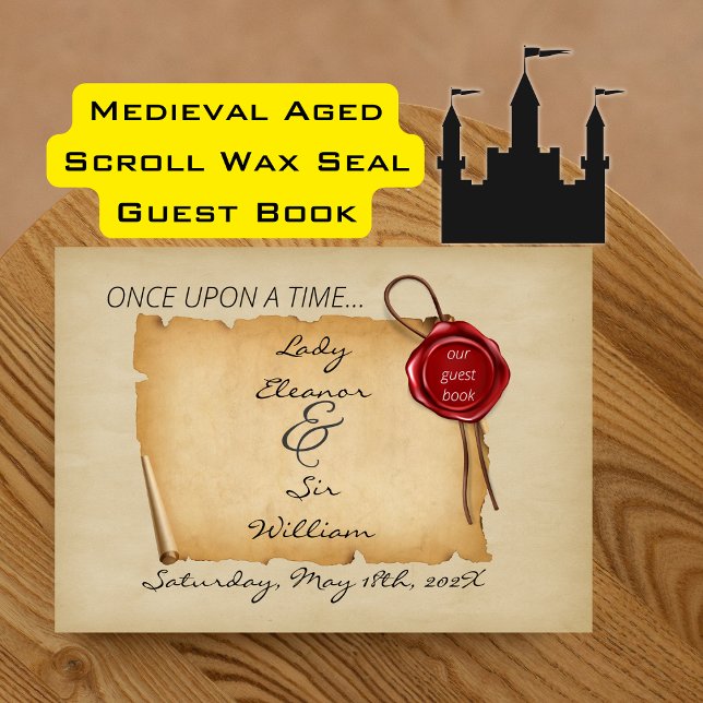 Once Upon A Time Mediaeval Aged Scroll Wax Seal Guest Book (Medieval Aged Scroll Wax Seal Guest Book)