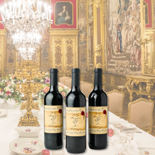 Once Upon A Time Mediaeval Aged Scroll Wax Seal Wine Label