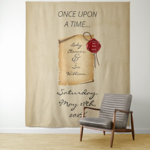 Once Upon A Time Medieval Scroll Photo Backdrop Tapestry