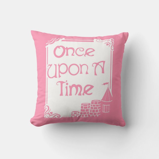 Once Upon A Time Pink and White Pillow (Front)