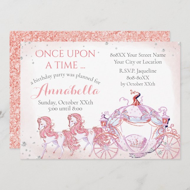 Once Upon a Time Pink Cinderella Fairy Tale Invitation (Front/Back)