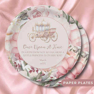 Once Upon a Time Pink Princess Baby Shower Paper Plate