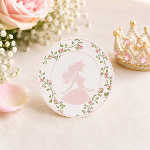 Once Upon a Time Pink Princess Floral Coquette 1st Classic Round Sticker